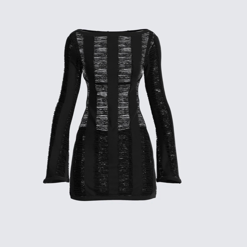 Distressed black bodycon dress